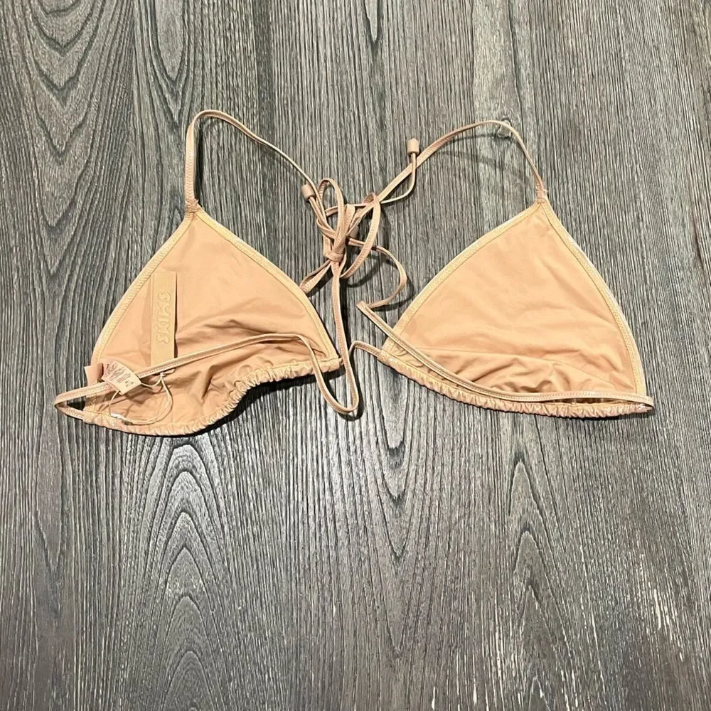 NWT Skims Textured Bikini Story Triangle Top Halter Neck Swimwear Ochre 3X